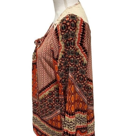 Anthropologie Fig and Flower Womens Top Medium Boho Peasant Bell Sleeves Lace - Picture 7 of 12